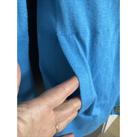 Lilly Pulitzer Size S Blue Heidi Cardigan Gold Buttons Pockets Cotton Blend - Picture 6 of 11